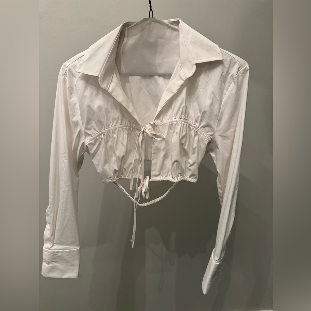 Zara white crop top shirt size S